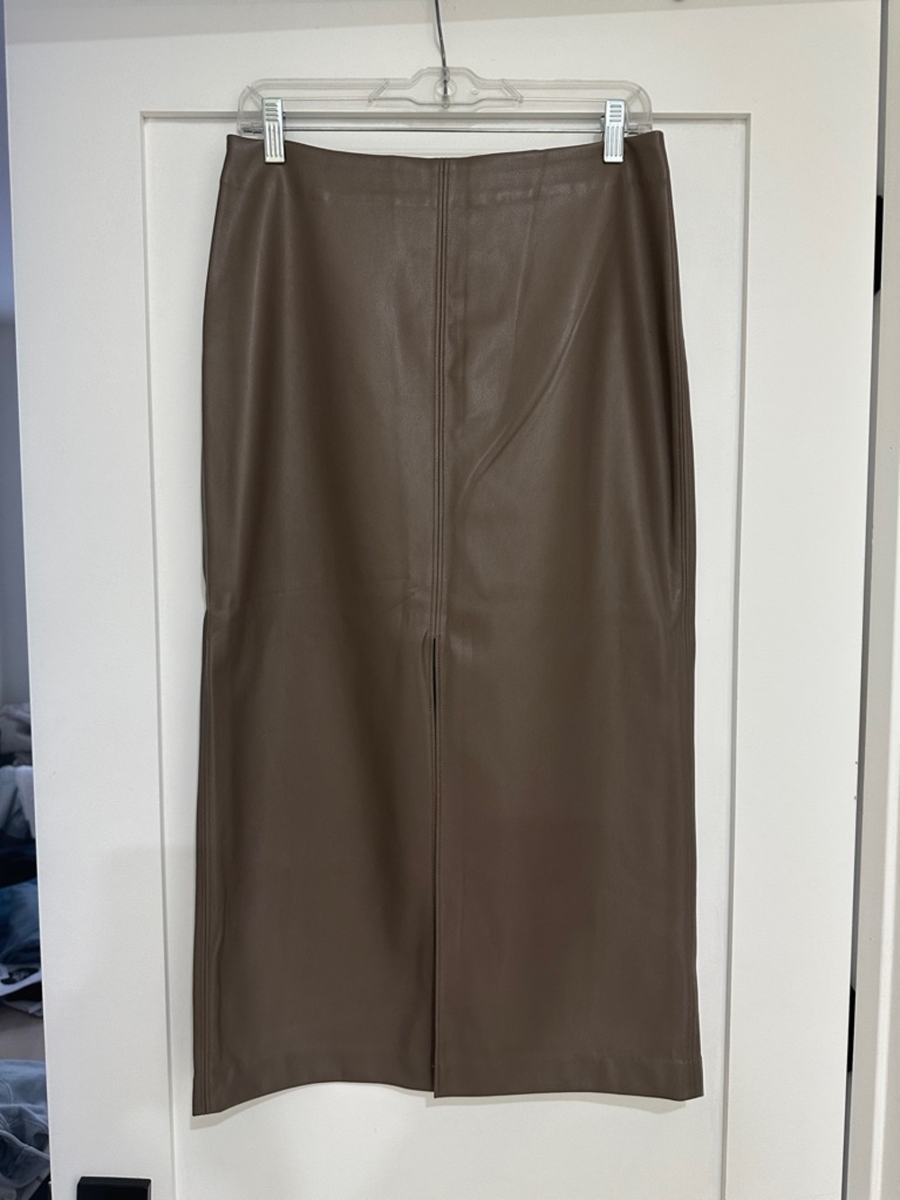 GAP Taupe Faux Leather Midi Skirt